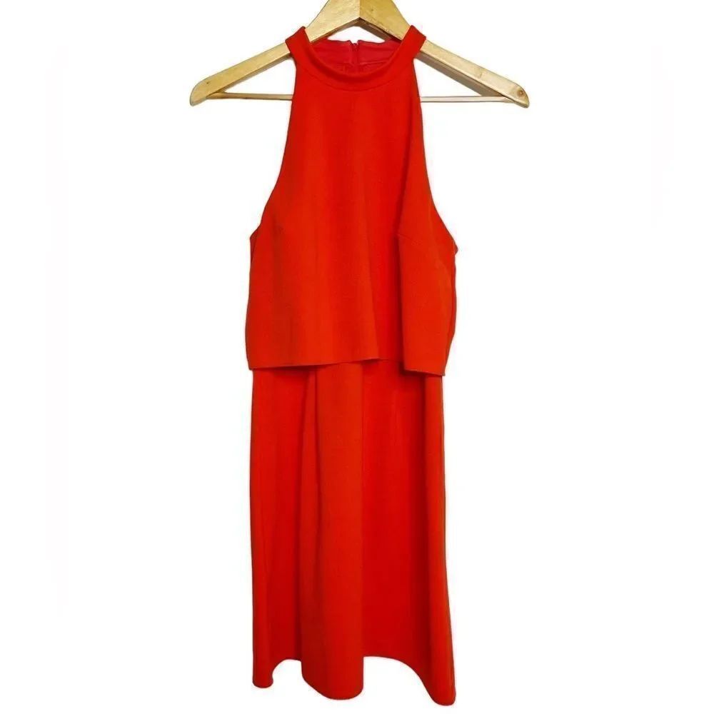 ASOS High Neck Overlapping Shift Dress Orange Size 6